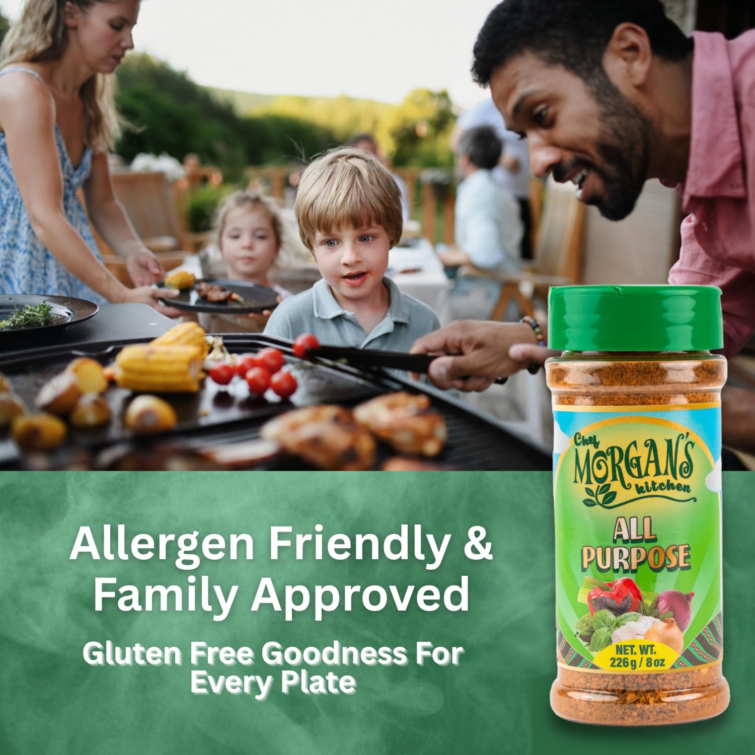 Chef Morgan's Kitchen Real Jamaican All Purpose Seasoning 8 oz - Natural Herbs and Spices for Cooking - Authentic Tropical Flavor - Versatile Spice