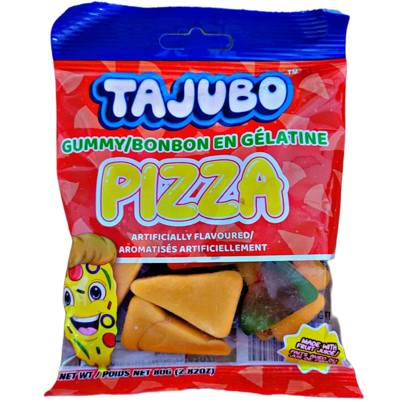 Exclusive Brands Tajubo Gummy Pizza, Fruity Flavors, 80g/2.8 oz. Bag (Imported from Canada)