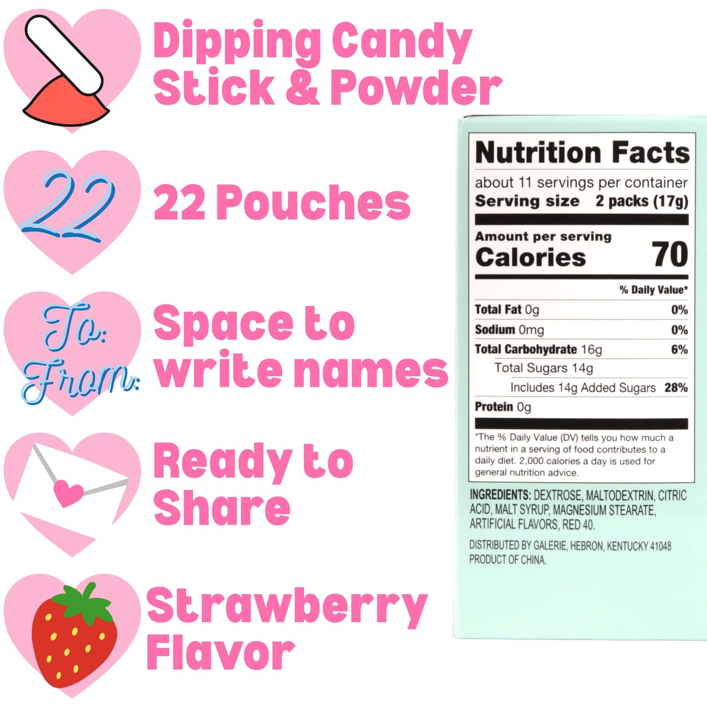 Hello Kitty Dipping Sticks with Candy Powder Classroom Exchange Kit, Individual Packets for Party Favors, 22 Pouches