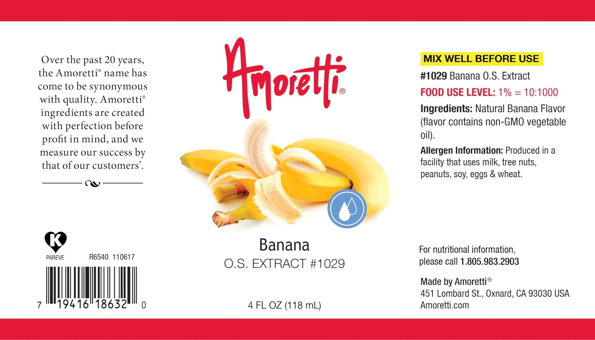 Amoretti - Banana Extract Oil Soluble 2 oz - Highly Concentrated & Perfect For Pastry or Savory applications, Preservative Free, Vegan, Kosher Pareve
