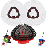Fatmass Spin Mop Head Replacement for O Cedar EasyWring 1-Tank System, 2 Mop Replace Heads + 1 Upgrade Scrubber Brush, 100% Microfiber Mop Refills