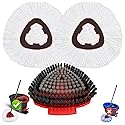 Fatmass Spin Mop Head Replacement for O Cedar EasyWring 1-Tank System, 2 Mop Replace Heads + 1 Upgrade Scrubber Brush, 100% Microfiber Mop Refills