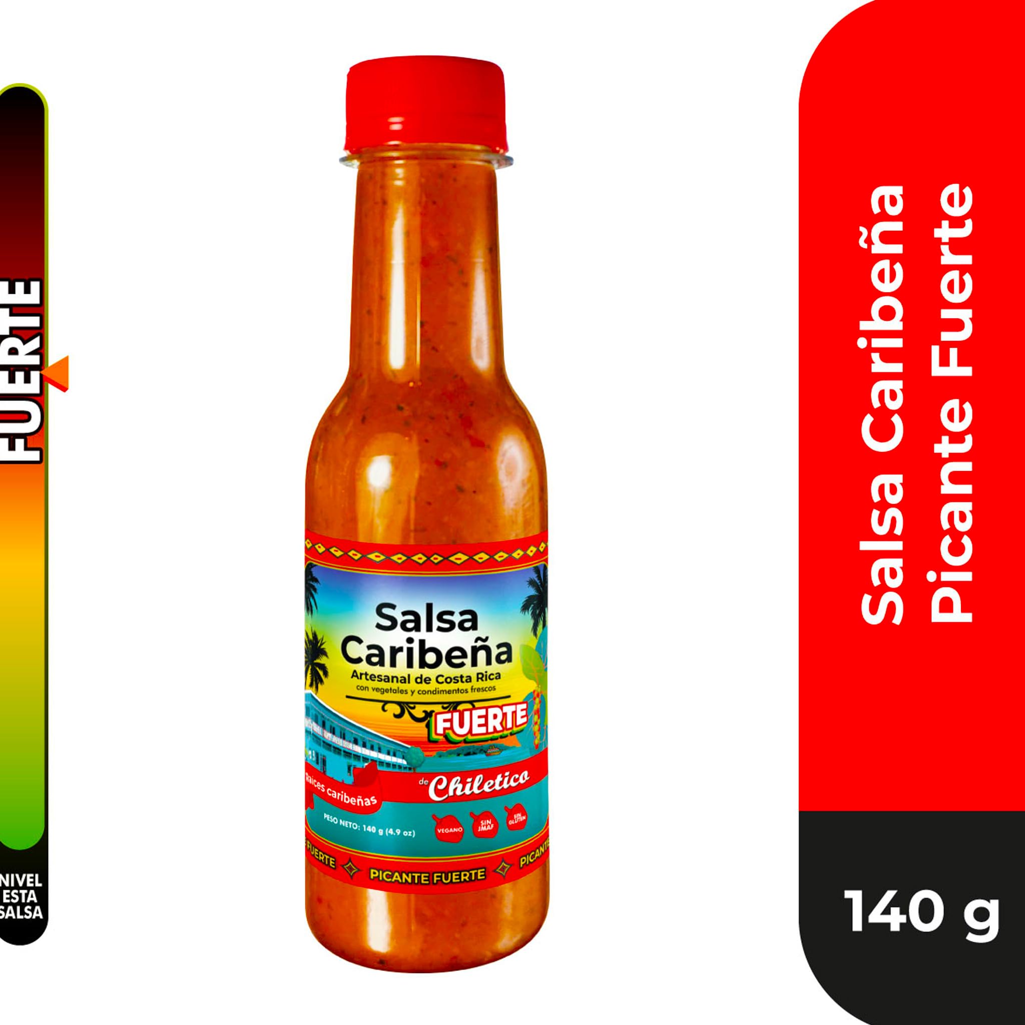 Chiletico Caribbean Hot Sauce - Authentic and Artisan Costa Rican Salsa Picante - Bold Heat with Tropical Flavor - 4.9 oz Each Bottle 3-Pack