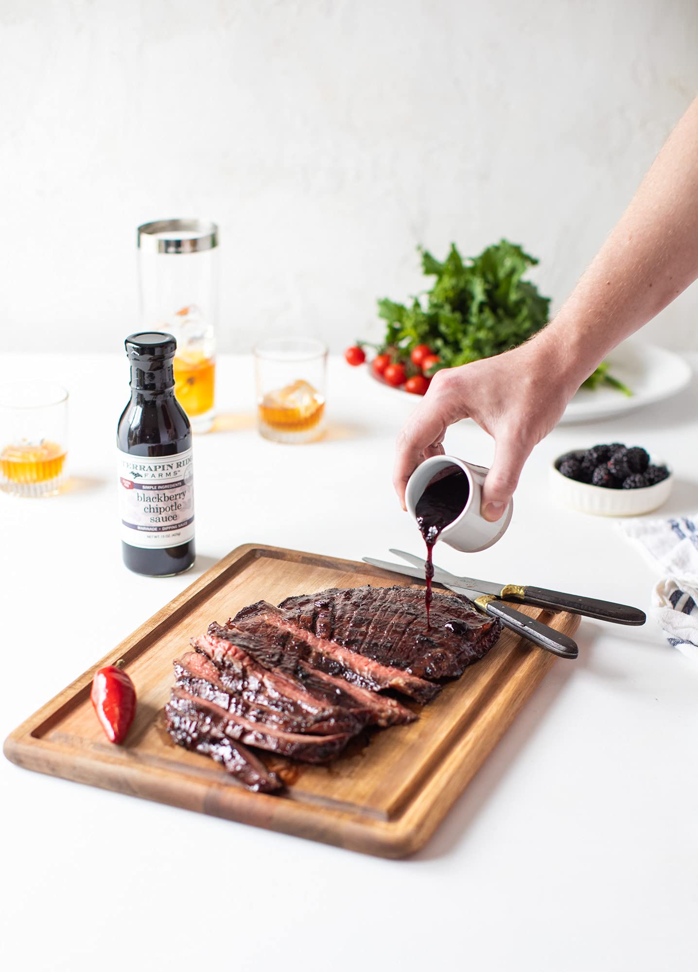 Terrapin Ridge Farms Blackberry Chipotle Sauce - Sweet & Smokey BBQ Sauce for Ribs, Tacos, and Appetizers, Vegan & Gluten Free - 15 oz bottle