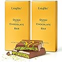 UniqBite Dubai Chocolate Bar Pistachio, Crunchy Loaded Viral Knafeh Chocolate Bar with Pistachio Cream and Kataifi (14 Ounces (2 Pack))