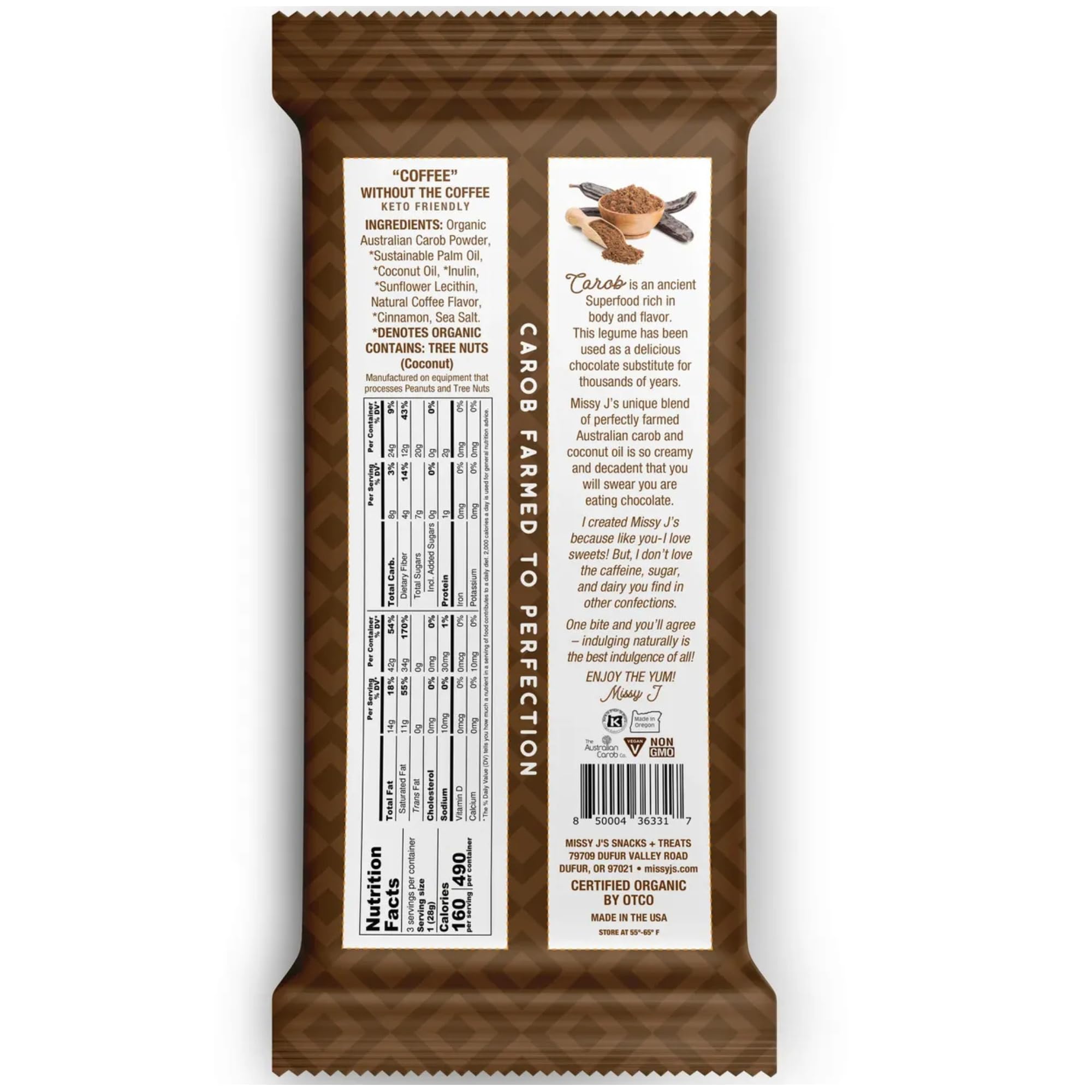 Missy J's Organic Carob Dark Delights Unsweetened Sampler Candy Bar 3 Pack, Vegan, Gluten and Caffeine Free Healthy Substitute for Chocolate, Perfect