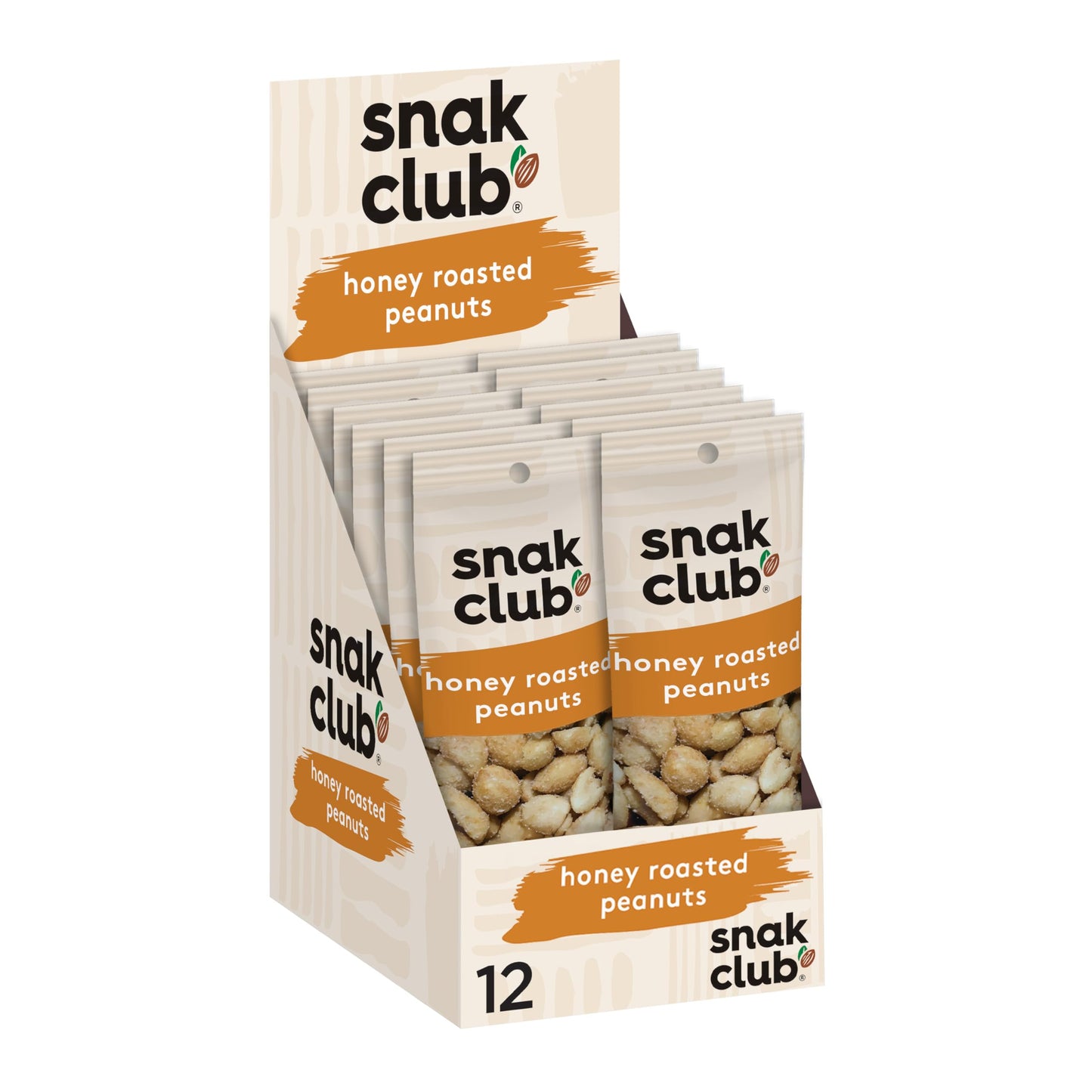 Snak Club Honey Roasted Peanuts, 1.75 oz Bags, 12 Pack