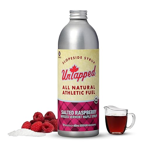 UnTapped Salted Raspberry Bulk Bottle - 16 Servings | 16 Fl Oz Aluminum Bottle | Pure Vermont Maple Syrup with Organic Raspberry Juice and Sea Salt