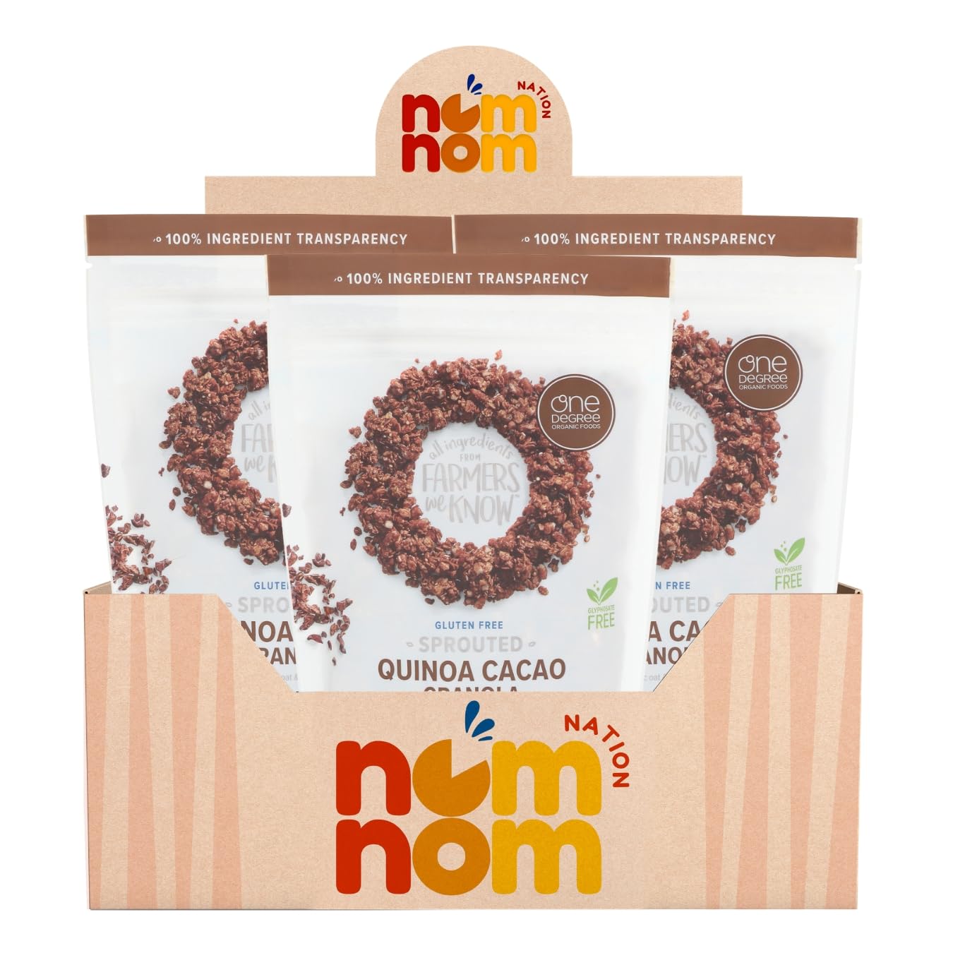 One Degree Granola Quinoa Cacao Org - 11 oz Organic Cereal - Pack of 3 - Protein Granola and Protein Cereal - Healthy Cereals Breakfast and Oat