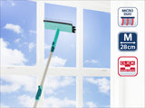 Leifheit Window Cleaner with Brush and Squeegee and Click System Telescopic Handle, 110-190 cm, Window Washer, Window Brush