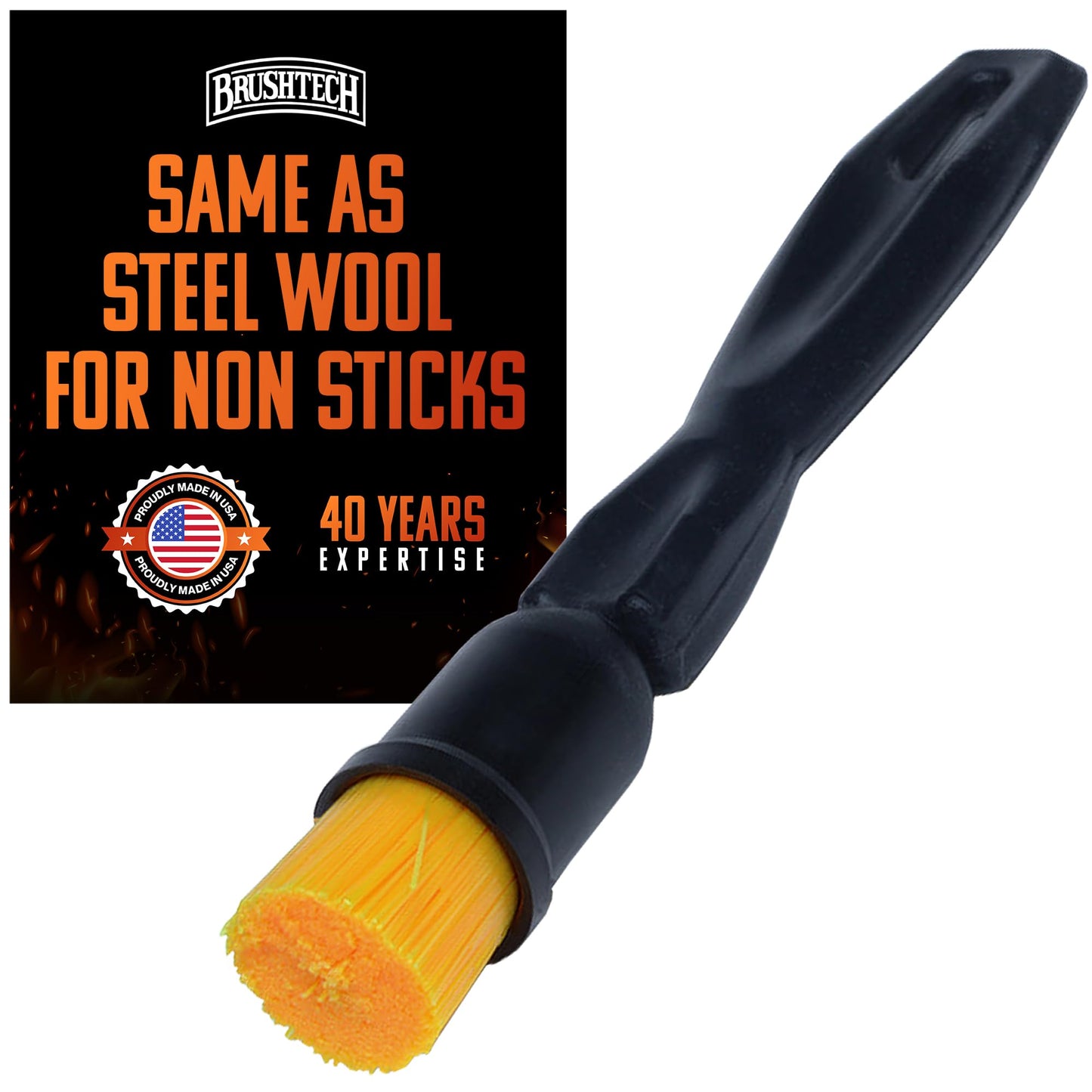 Brushtech Advanced Nonstick Pan Cleaning Brush - Scratch-Safe Heavy Duty Kitchen Scrubber for Cookware, Pots & Skillets, Designed for Residue & Grease