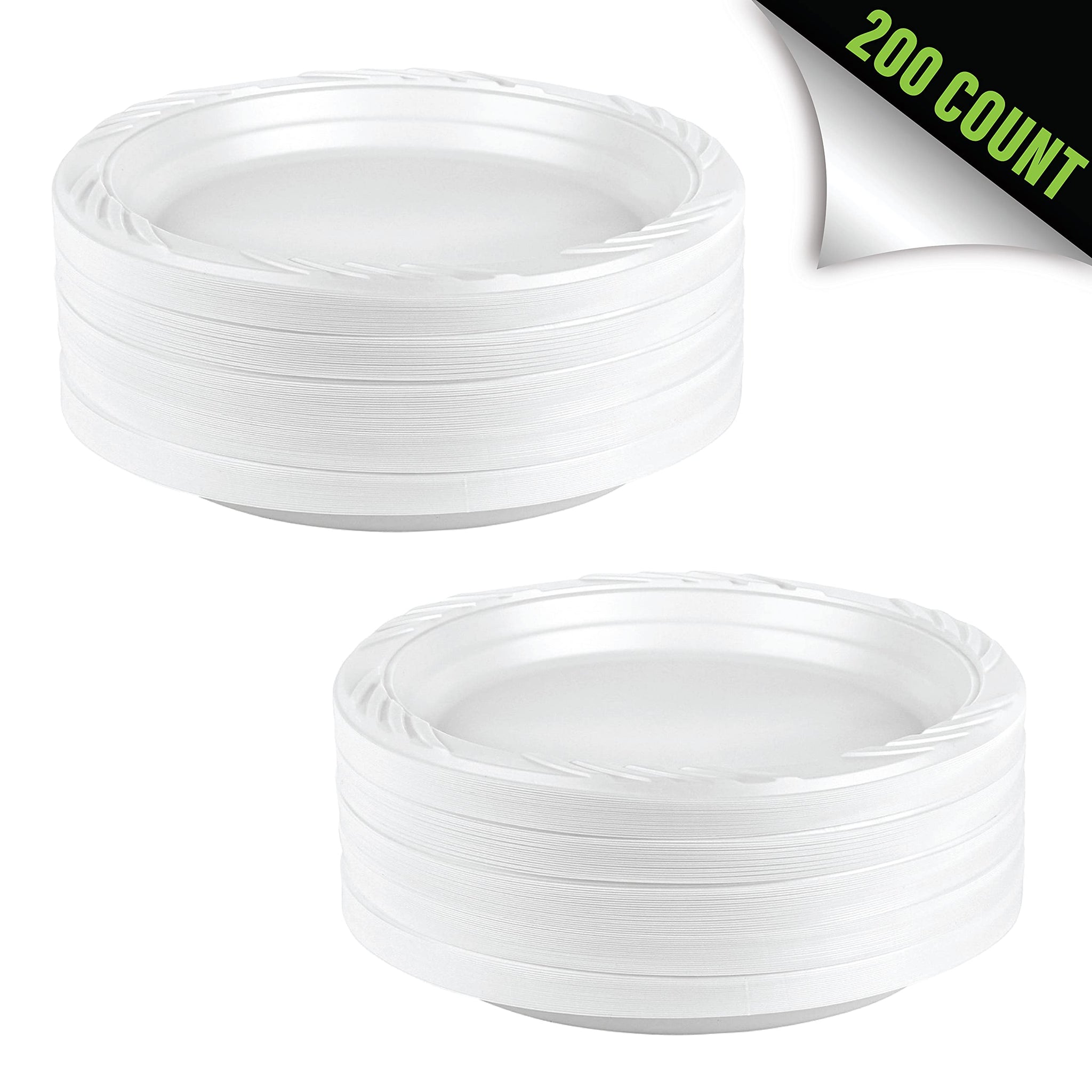 Blue Sky 241 100 Disposable Plastic Plates, 9-Inch, White (200 Count), 200 PACK