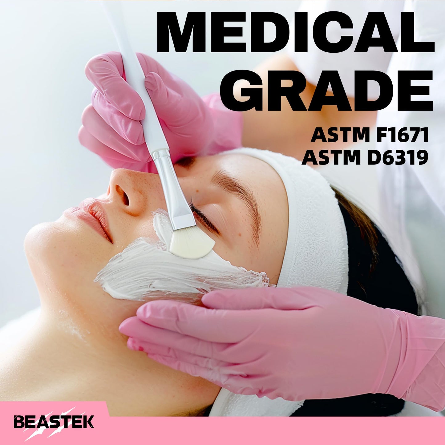 Beastek Nitrile Disposable Gloves, 4 mil Powder-Free Latex-Free Medical Food Grade Cleaning Esthetician Glove, 100 Pcs (Small)