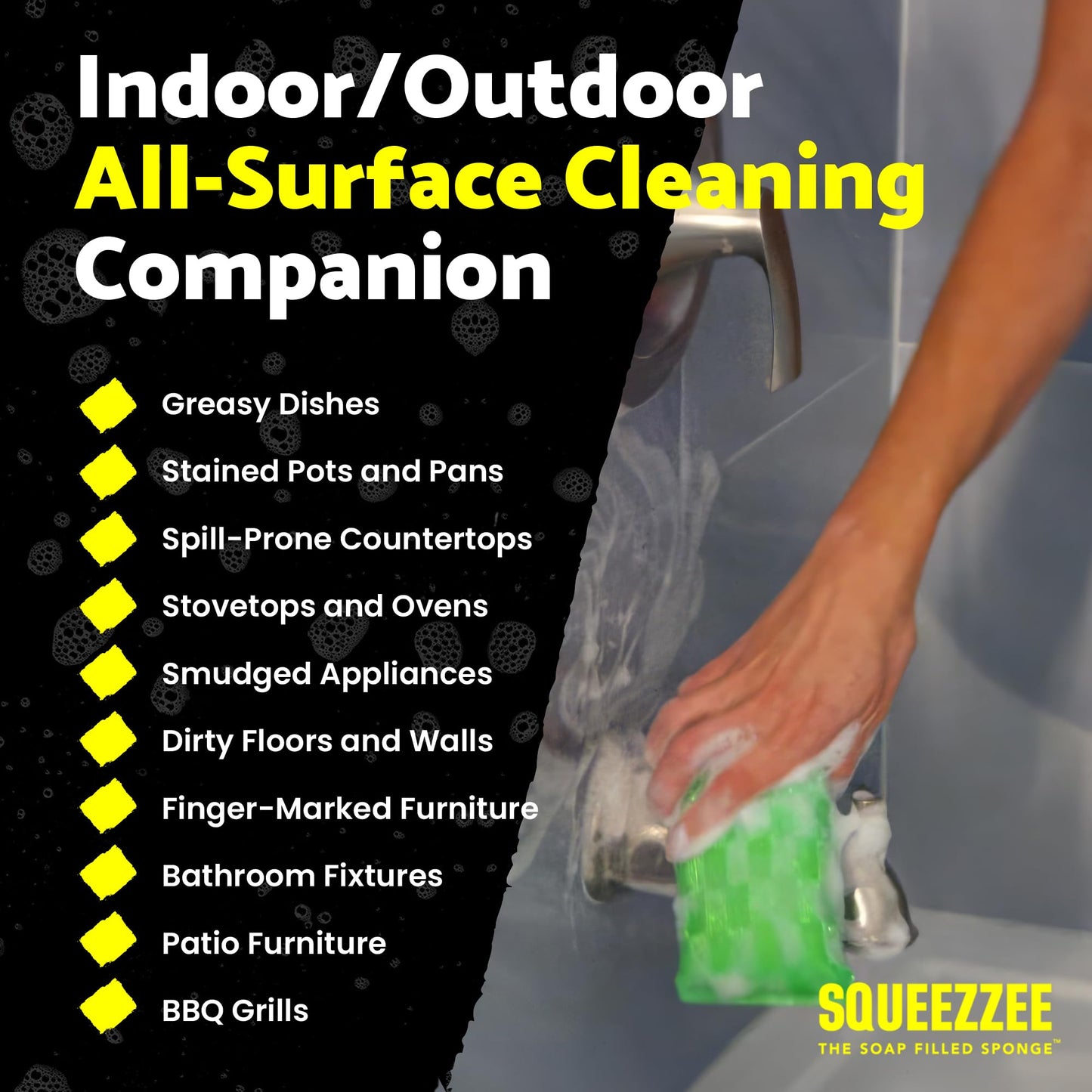 Squeezzee Soap Filled Scrubber Sponges - Non Scratch Scrubbing Sponge with Built-In Dishwashing Liquid Dish Soap - Double Sided Kitchen & Household