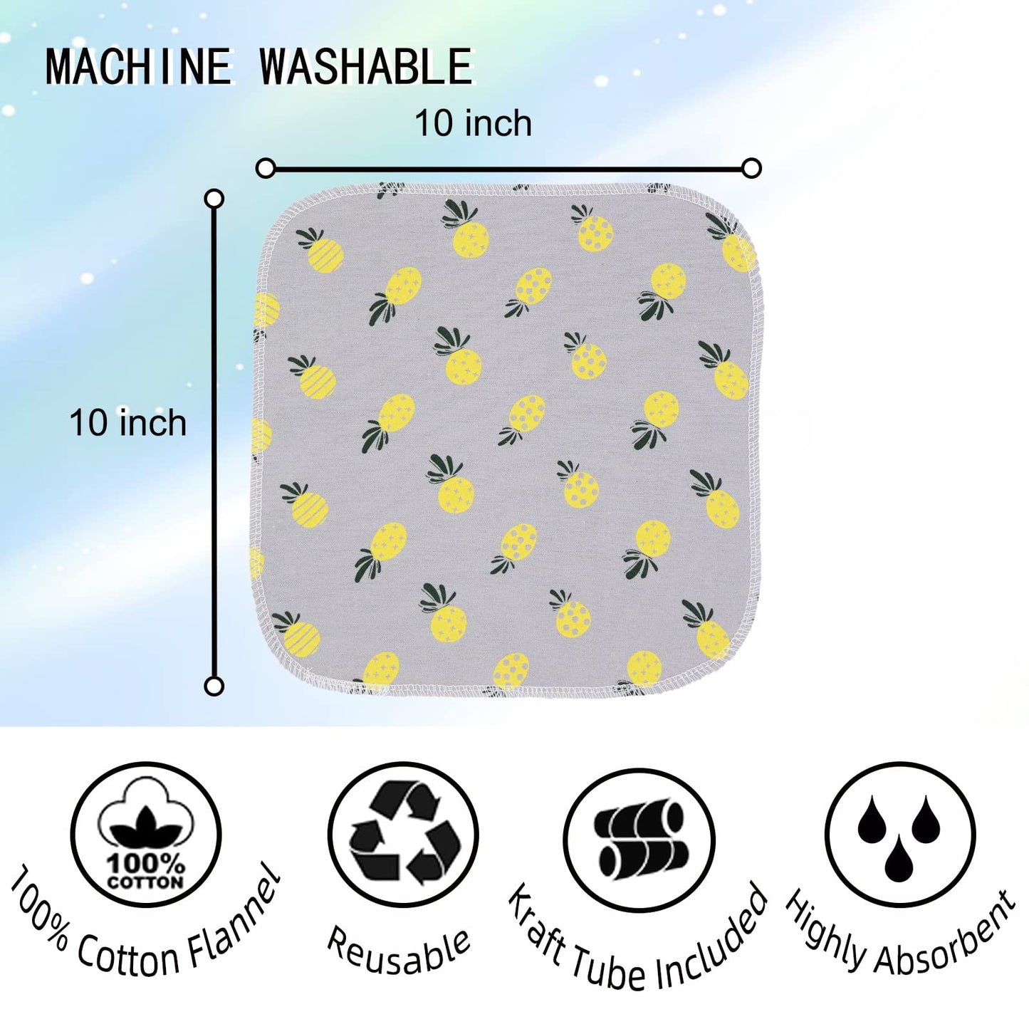 Paperless Towels Roll Washable Cotton Cloth, Reusable Paper Towels - 25 Pack with Durable Cardboard Roll - 10" X 10" Zero Waste Reusable Napkins Eco