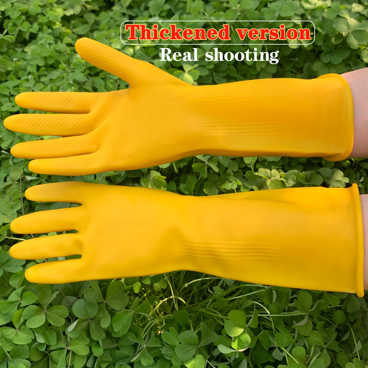 Vsootal 8 Pairs Reusable Household Cleaning Gloves, Rubber Kitchen Dishwashing Gloves,Extra Thickness, Long Sleeves, for Washing Dishes, Pet