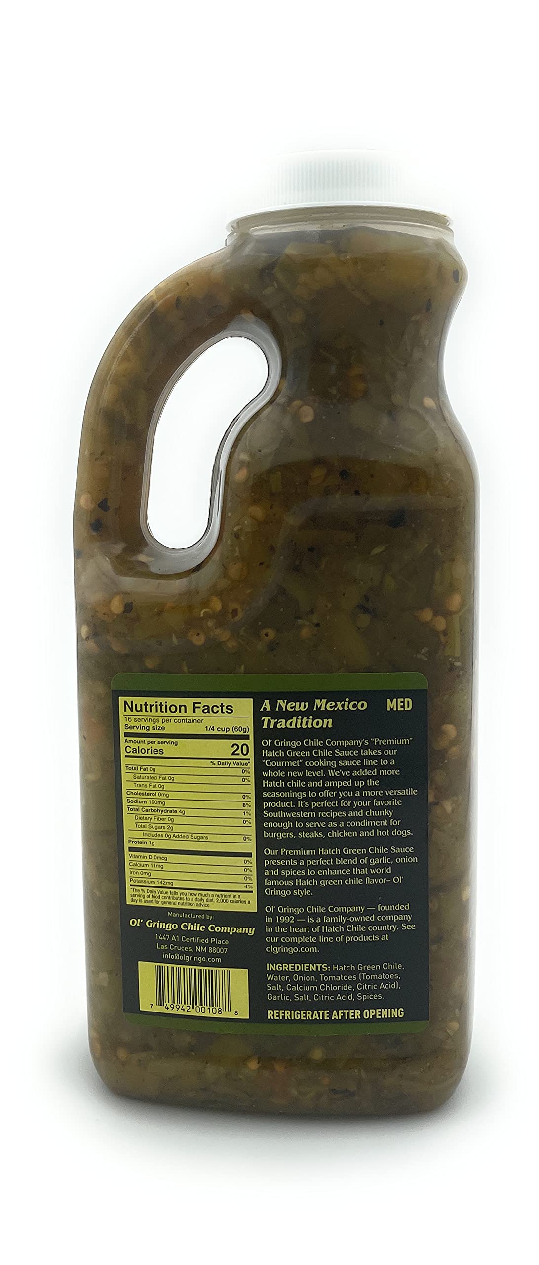 Ol' Gringo Chile Company Premium Hatch Green Chile Sauce Medium 35 Ounce Bottle