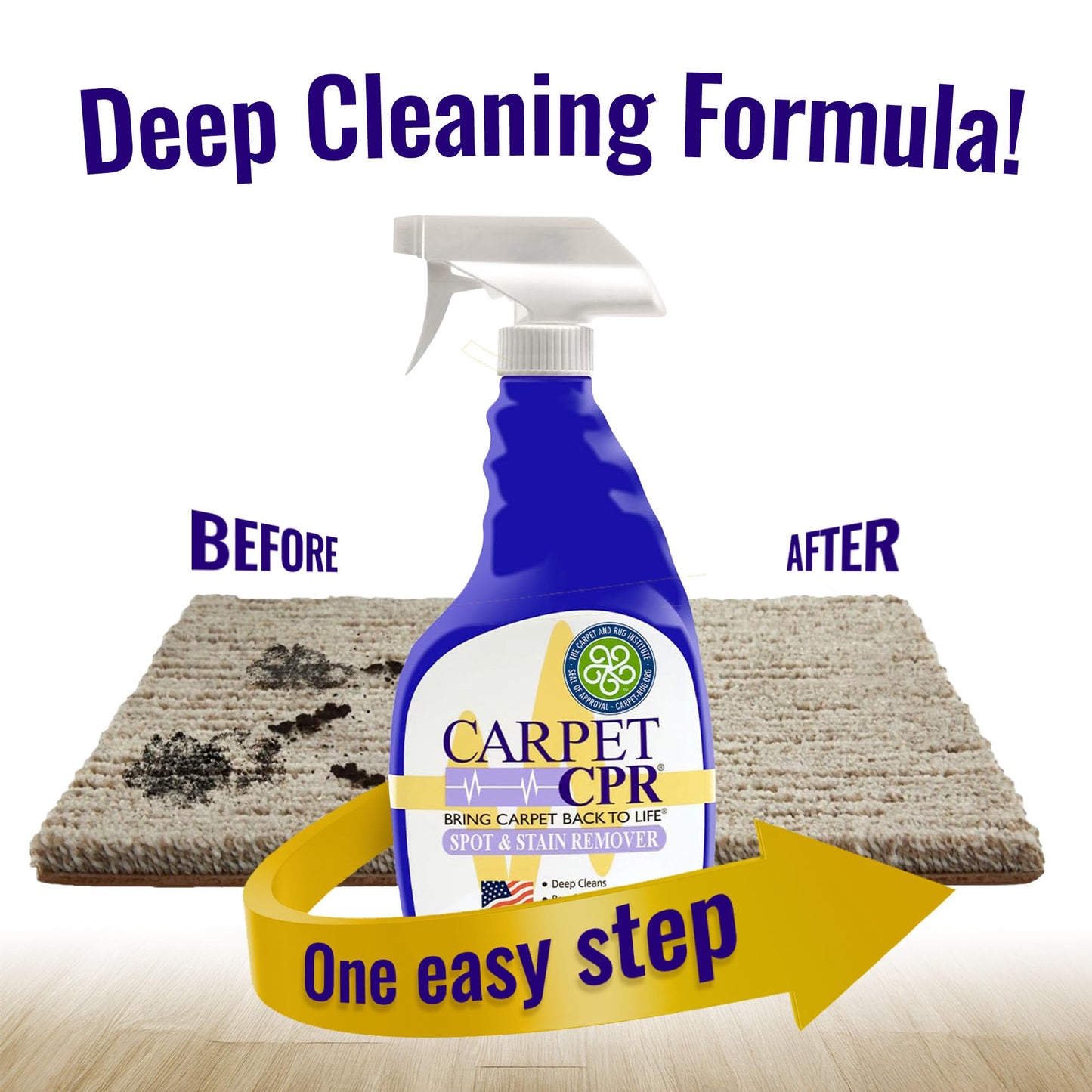 Carpet CPR Spot & Stain Remover (32 oz.) - Eliminates Stains & Odors On Carpet, Rugs, & Car Mats In Seconds, Removes Toughest Carpet Spots Permanently