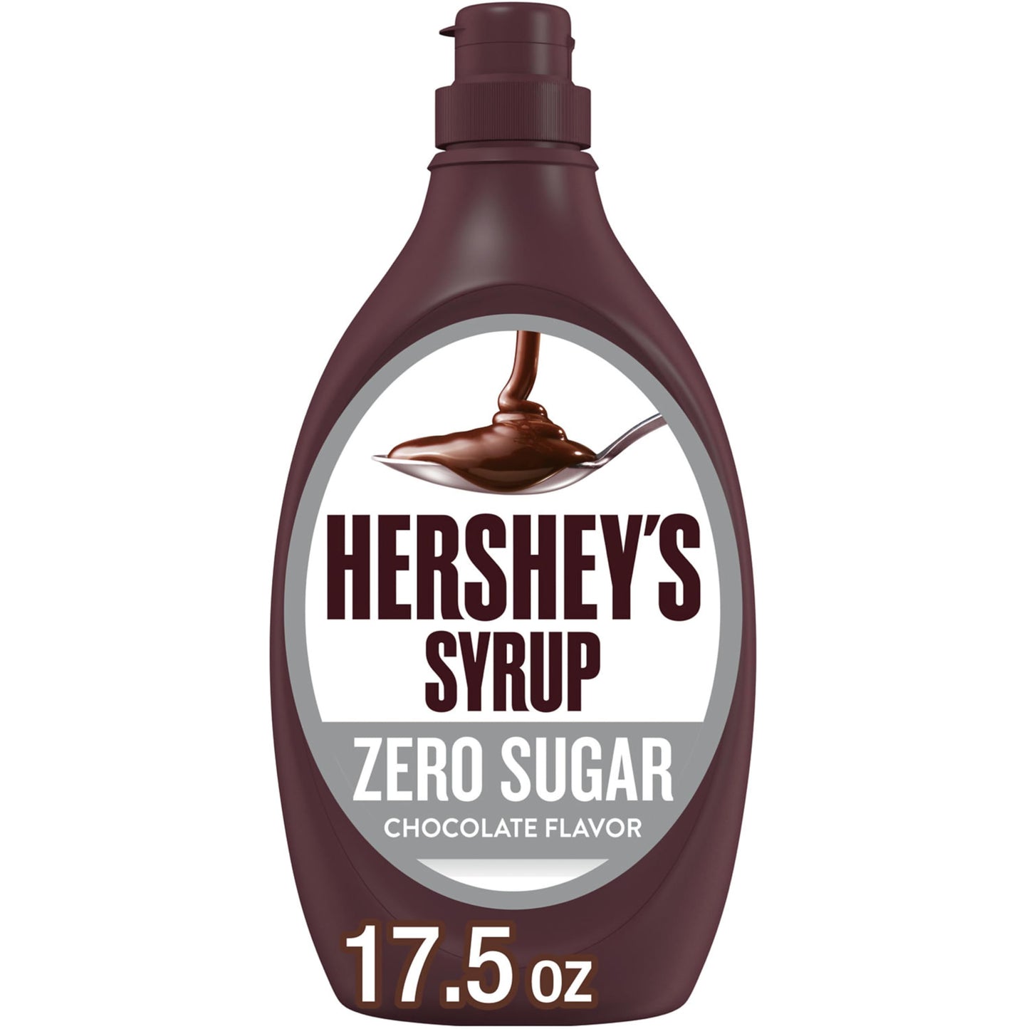 HERSHEY'S Zero Sugar Chocolate Syrup Bottle, 17.5 oz
