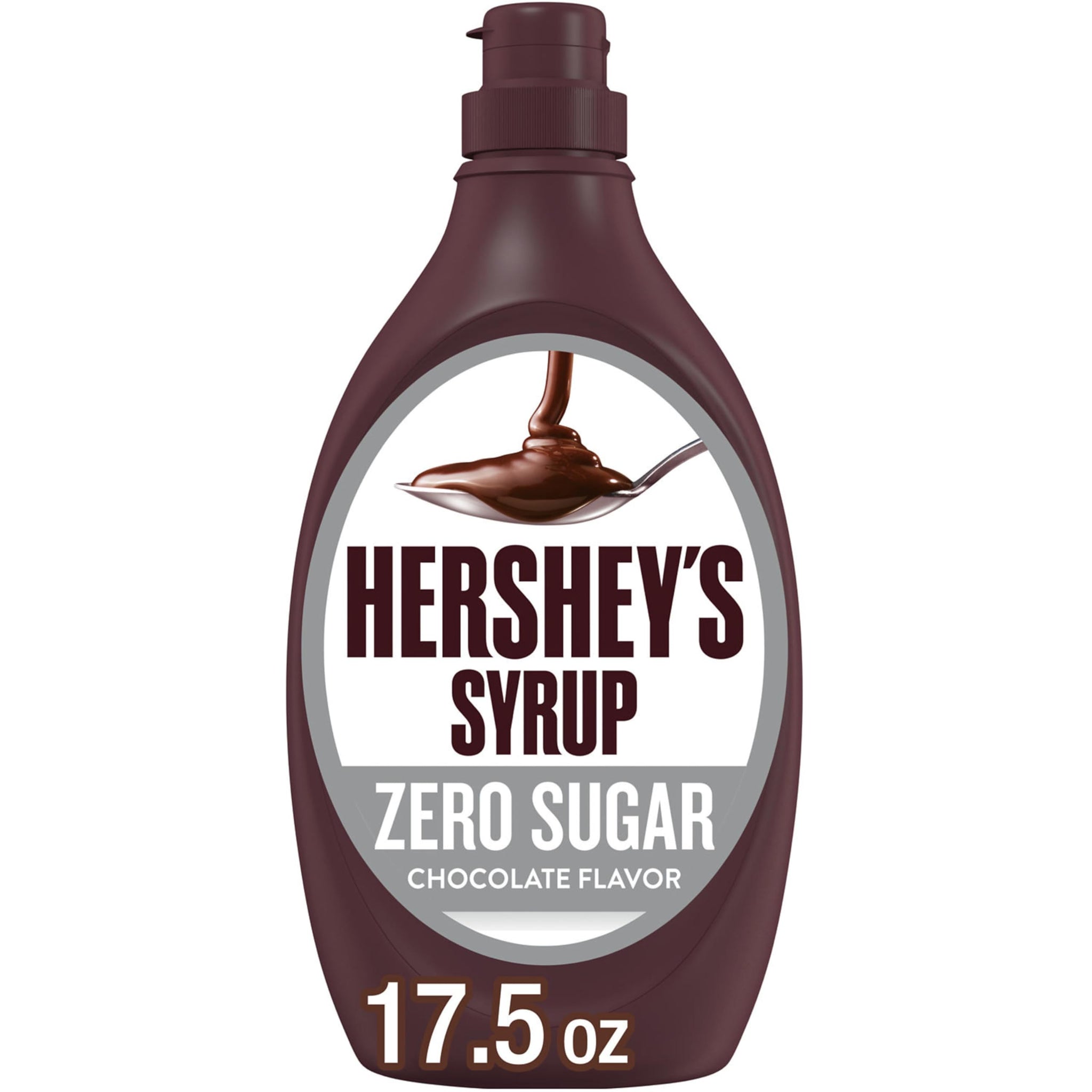 HERSHEY'S Zero Sugar Chocolate Syrup Bottle, 17.5 oz