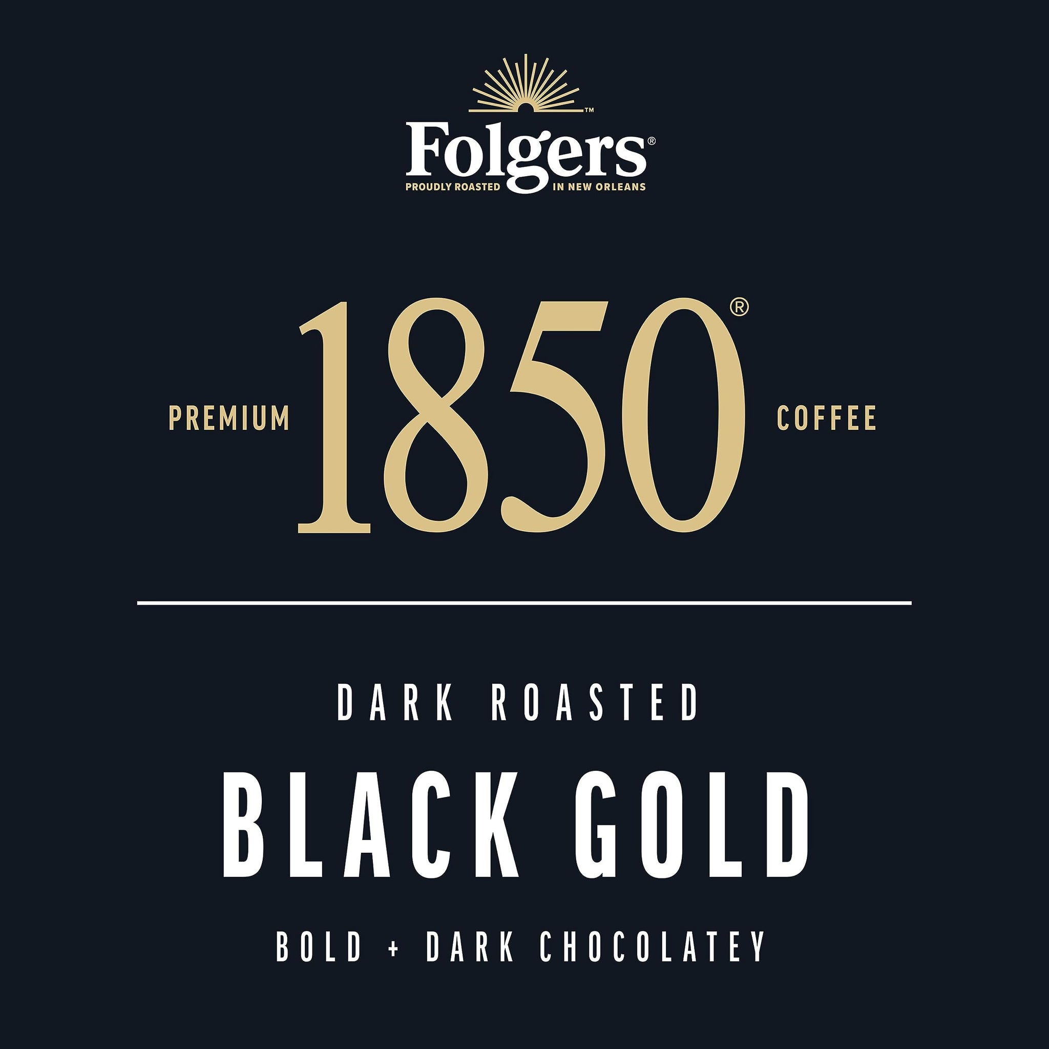 1850 Black Gold Dark Roast Ground Coffee, 12 oz