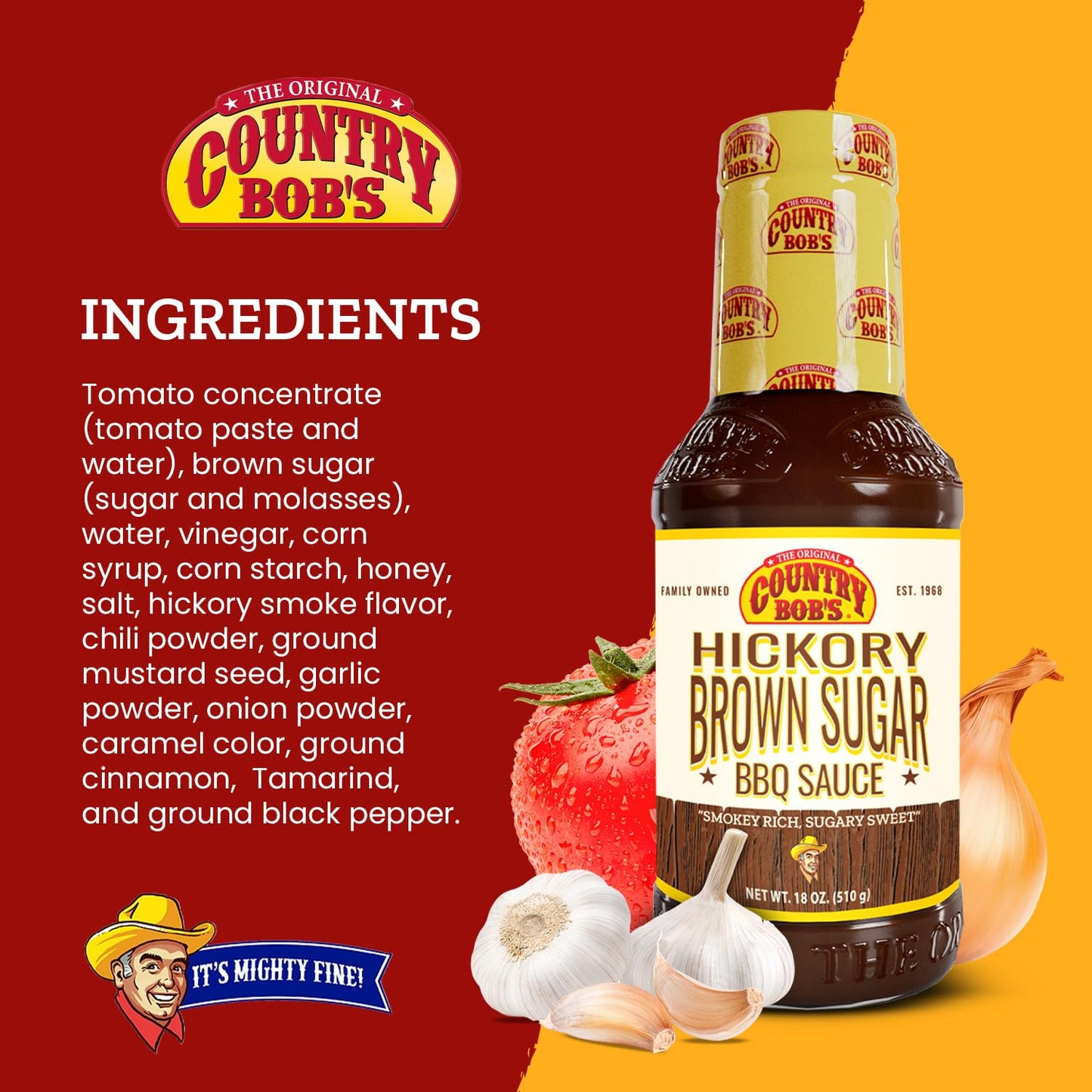 Country Bob's - Hickory & Brown Sugar Barbecue Sauce - 18 oz (Pack of 2)