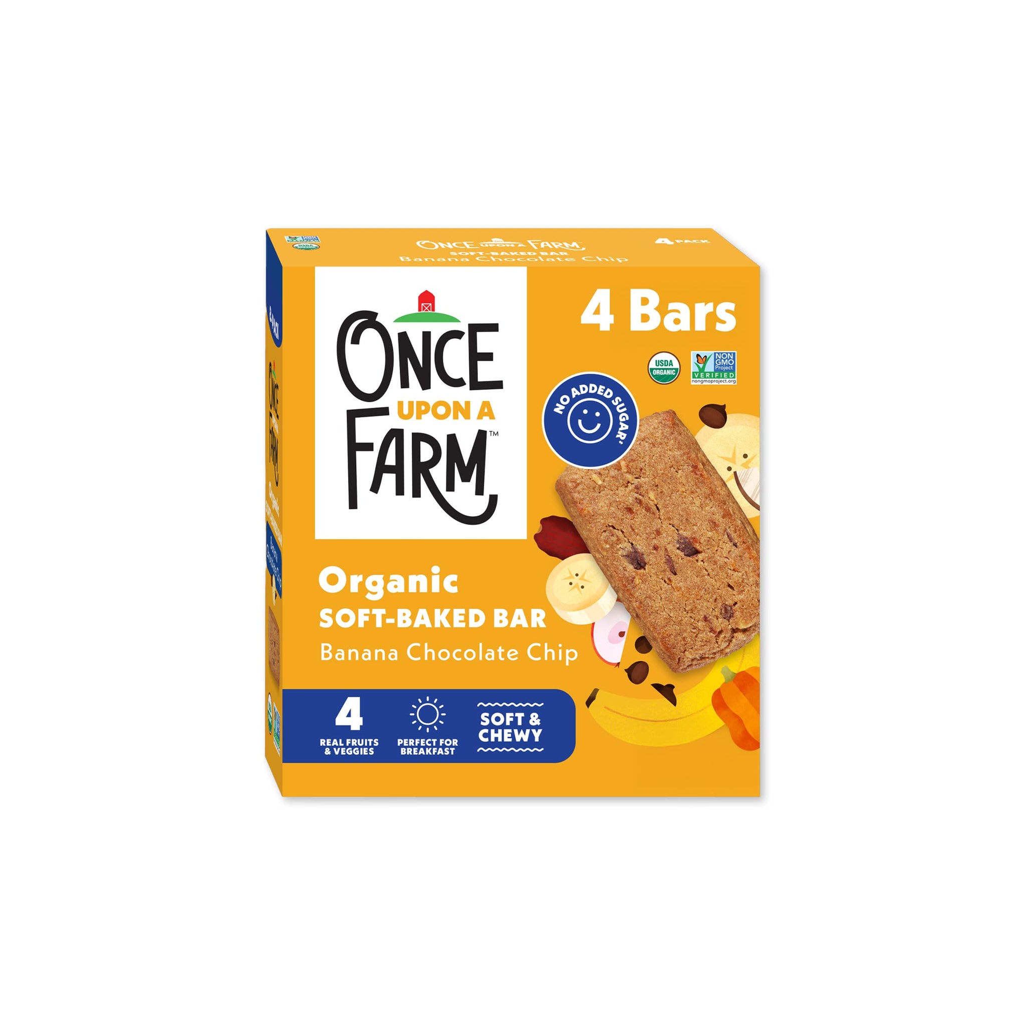 Once Upon a Farm Organic Soft Baked Kids' Bar Multipack, Banana Chocolate Chip, 4pk
