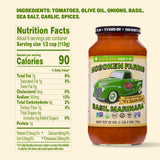Hoboken Farms Basil Marinara Sauce - No Sugar Added, Non-GMO, Preservative-Free, Low Carb, Keto - Better For You Pasta Sauce! (25 Fl Oz, Pack of 2)