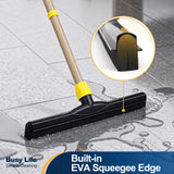 Yocada Floor Squeegee Scrubber Adjustable Telescopic Pole Heavy Duty Household Broom EVA Foam Blade for Garage Courtyard Shower Bathroom Floor Marble
