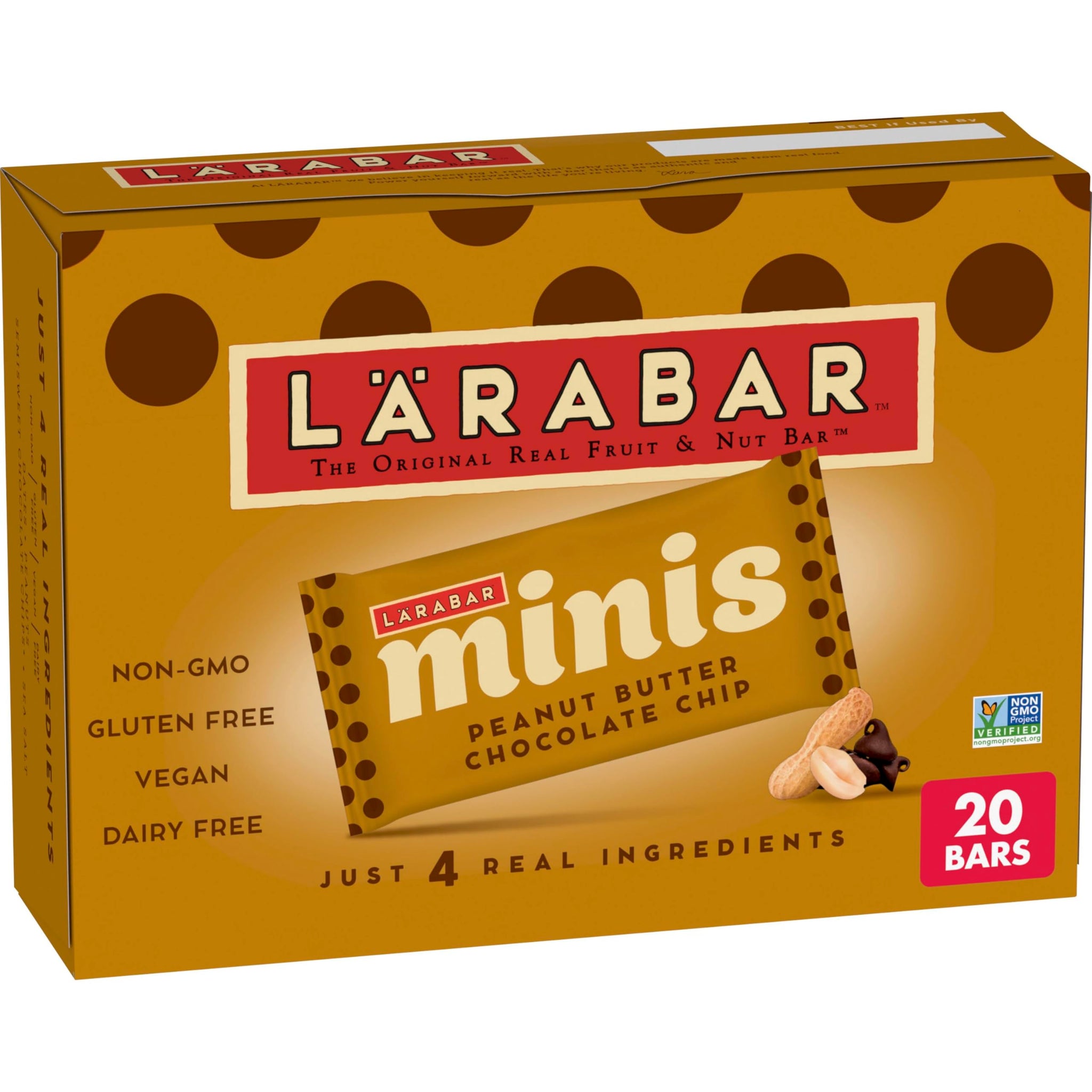 Larabar Minis Peanut Butter Chocolate Chip, Gluten Free Vegan Fruit and Nut Bars, 15.6 oz, 20 Ct