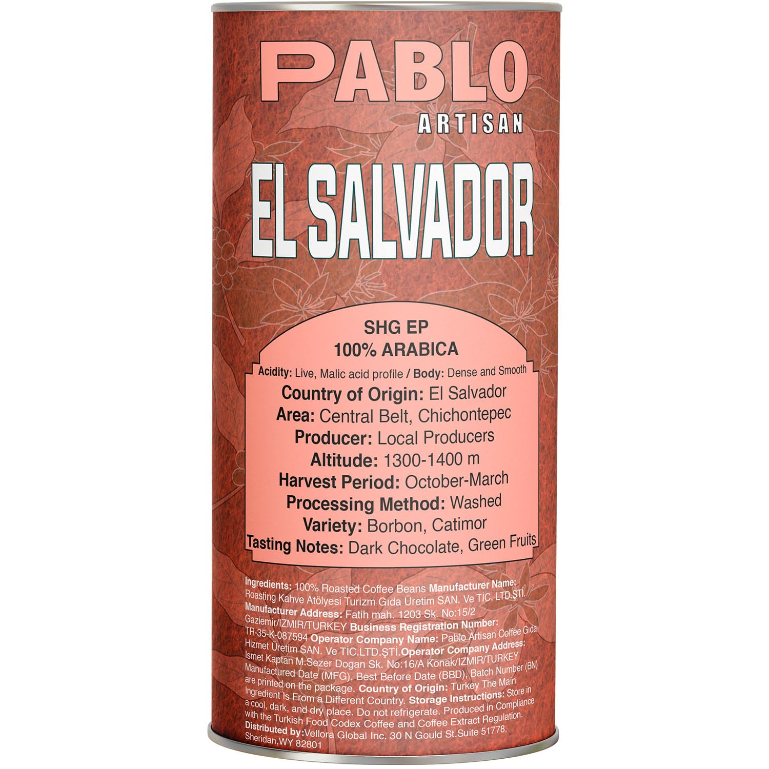 Pablo Artisan El Salvador SHG EP Single Origin Coffee Beans - Medium Roast Whole Bean Coffee, 100% Arabica Espresso Beans, Notes of Dark Chocolate