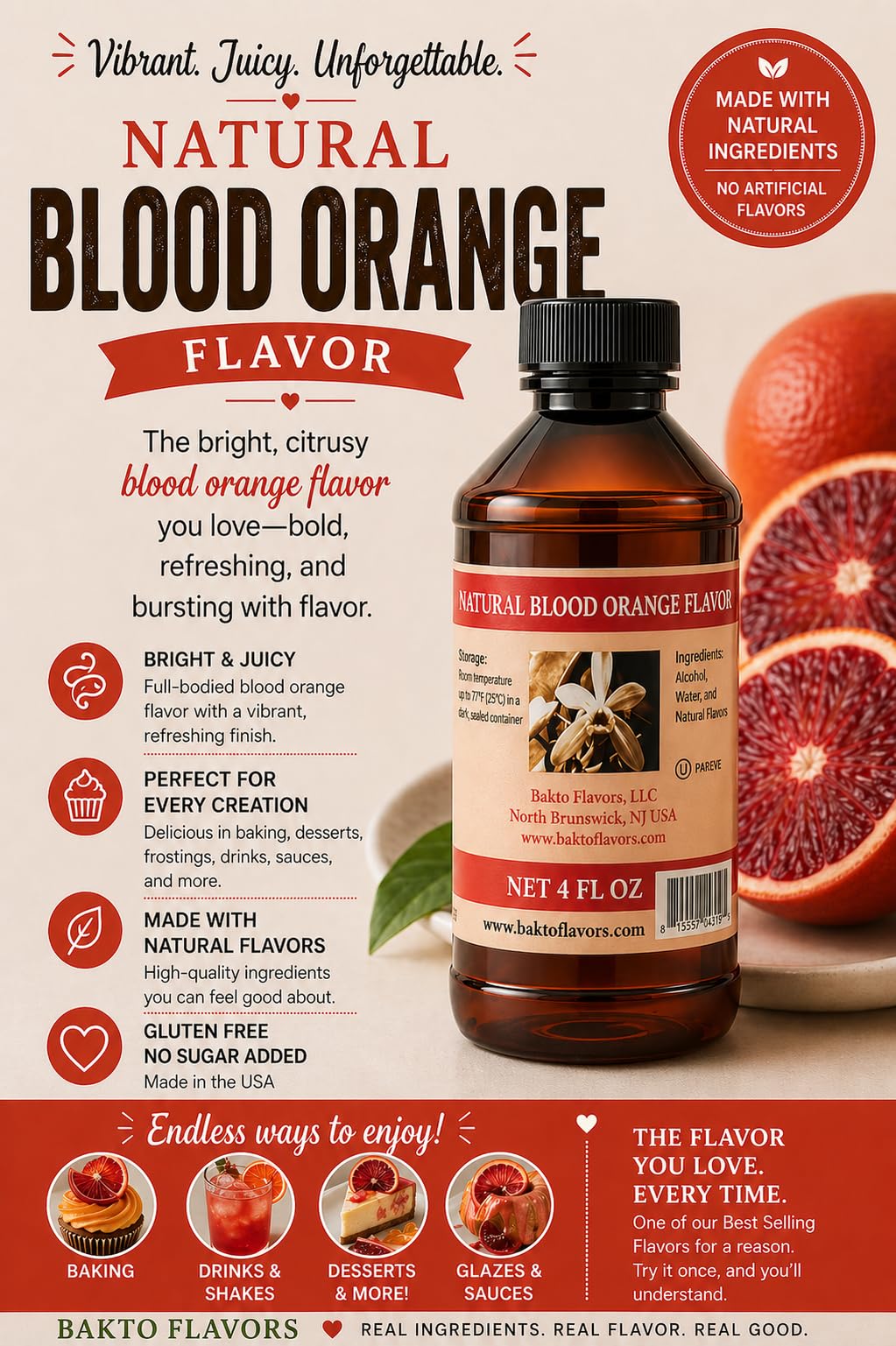 Bakto Flavors Natural Blood Orange Flavor - 4 Fl Oz