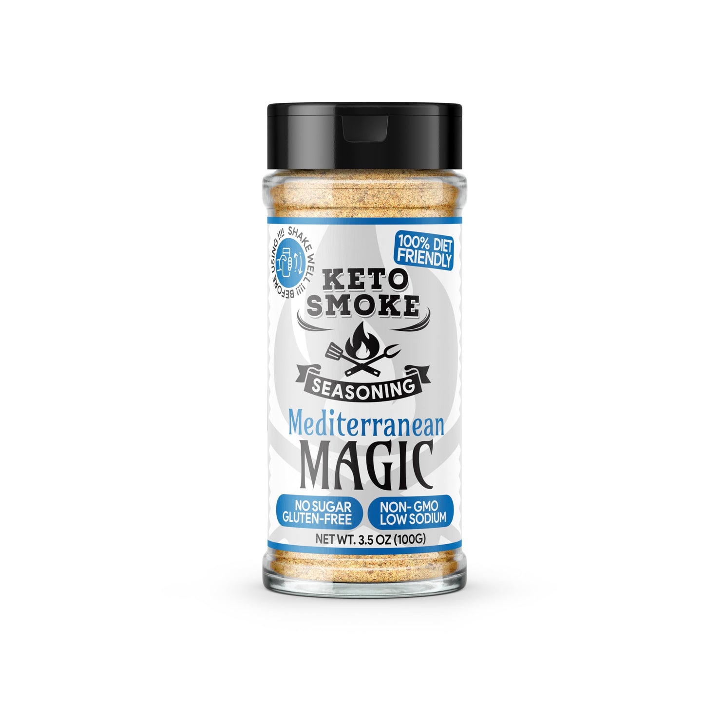 Keto Smoke Mediterranean Magic - All Purpose Herbaceous Seasoning, 3.5 oz Bottle | Diet Friendly, Sugar-Free, Gluten-Free, Low Sodium, Non-GMO
