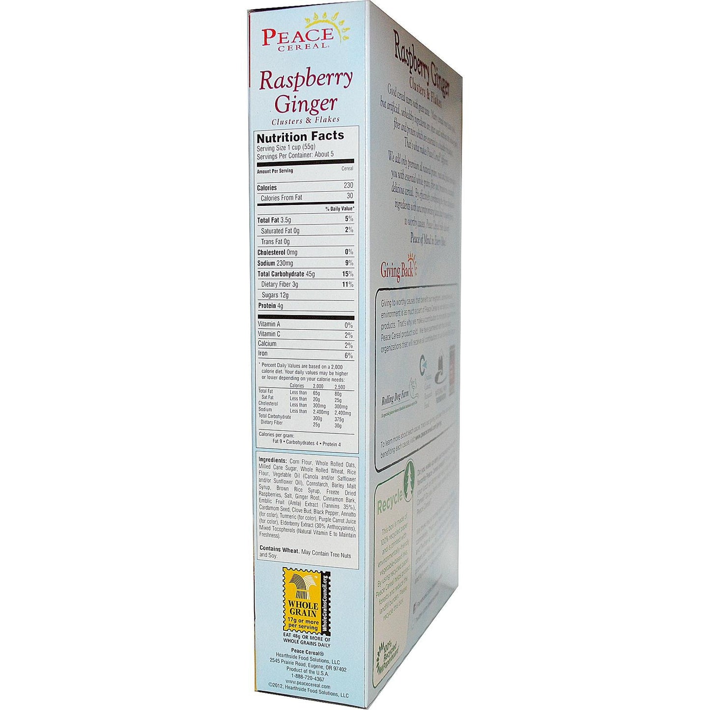 Peace Cereal Clusters & Flakes Cereal - Raspberry Ginger - 11 oz