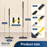 Yocada Floor Scrub Brush Telescopic Handle 2 in 1 Scrape Brush Stiff Bristle Shower Scrubber for Cleaning Patio Bathroom Garage Kitchen Wall Deck Tub