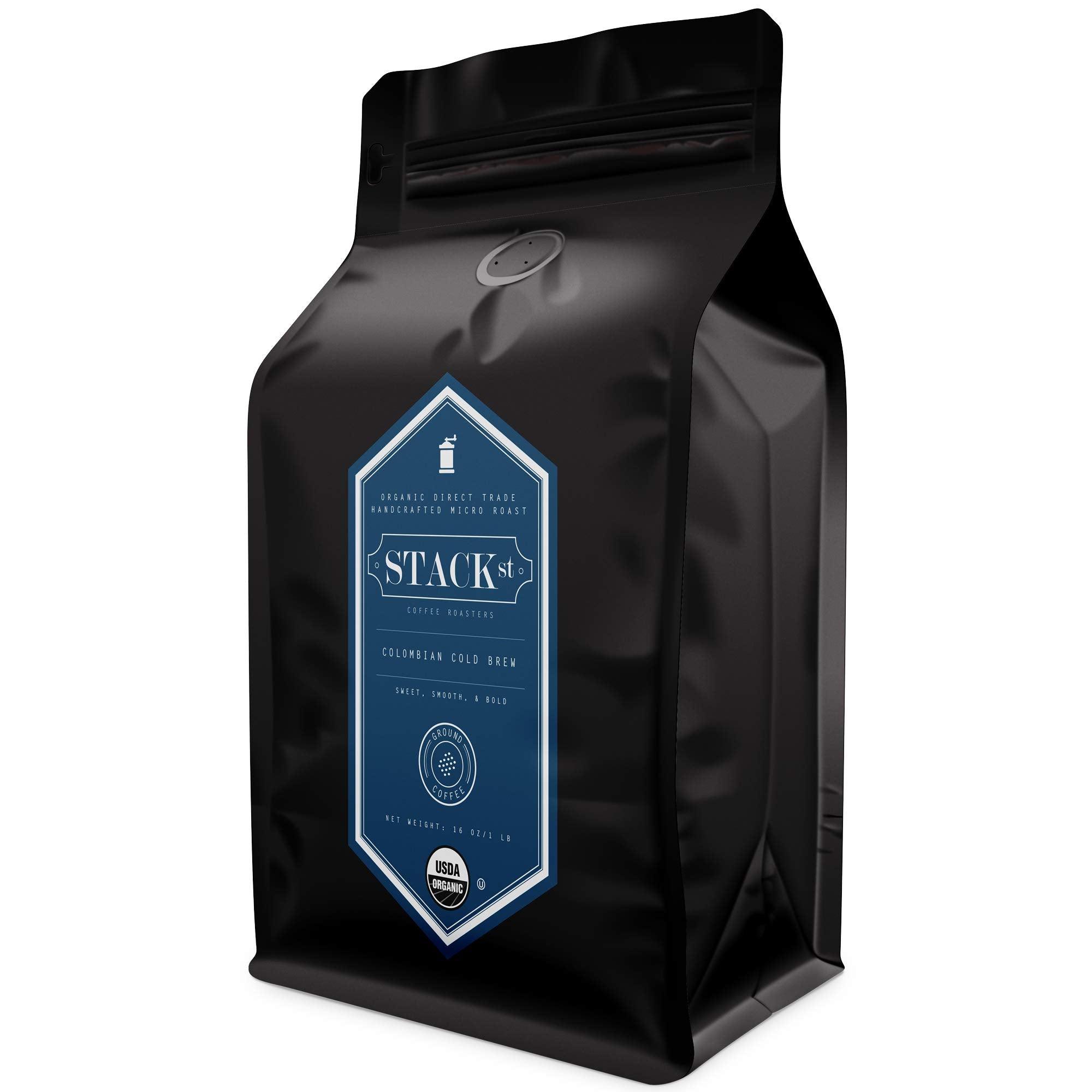 Organic Cold Brew Coffee Coarse Ground 1 LB - Colombian Supremo Reserve Flavor Dark Roast Coarse Grind - 100% Arabica Beans - Handcrafted, Single