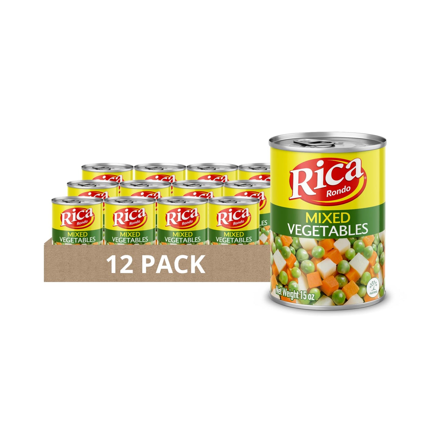 Rica Rondo Mixed Vegetables, Canned Vegetables, 15 oz (12 Pack)
