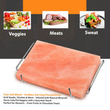 ZK Himalayan Salt Cooking Block 12x8x1.5” with Steel Tray, Food Grade Rock Salt Plate for Grilling, Cutting and Serving, Salt Slab a Unique Gift