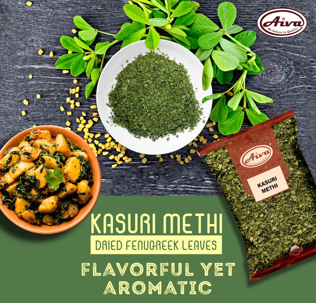 Aiva Kasuri Methi (Dried Fenugreek Leaves) | Aromatic Herb for Cooking Curry Gravies Breads Seasoning Bulk Pack | 3.5 oz (Pack Of 20)