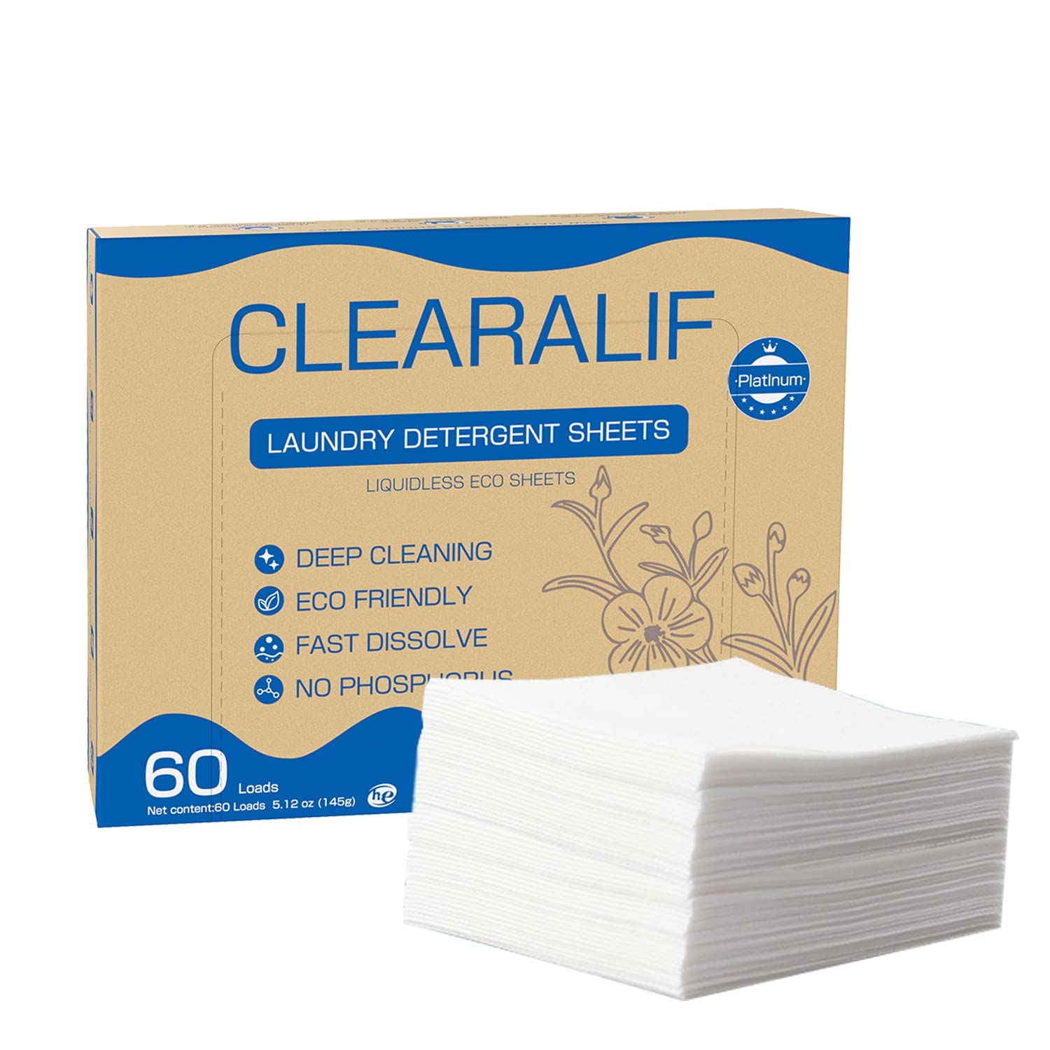 Laundry Detergent Sheets Up to 60 Loads, Fresh Linen - Great For Travel, Apartments, Dorms, No Plastic, Sustainable, Biodegradable-New Liquid-Less