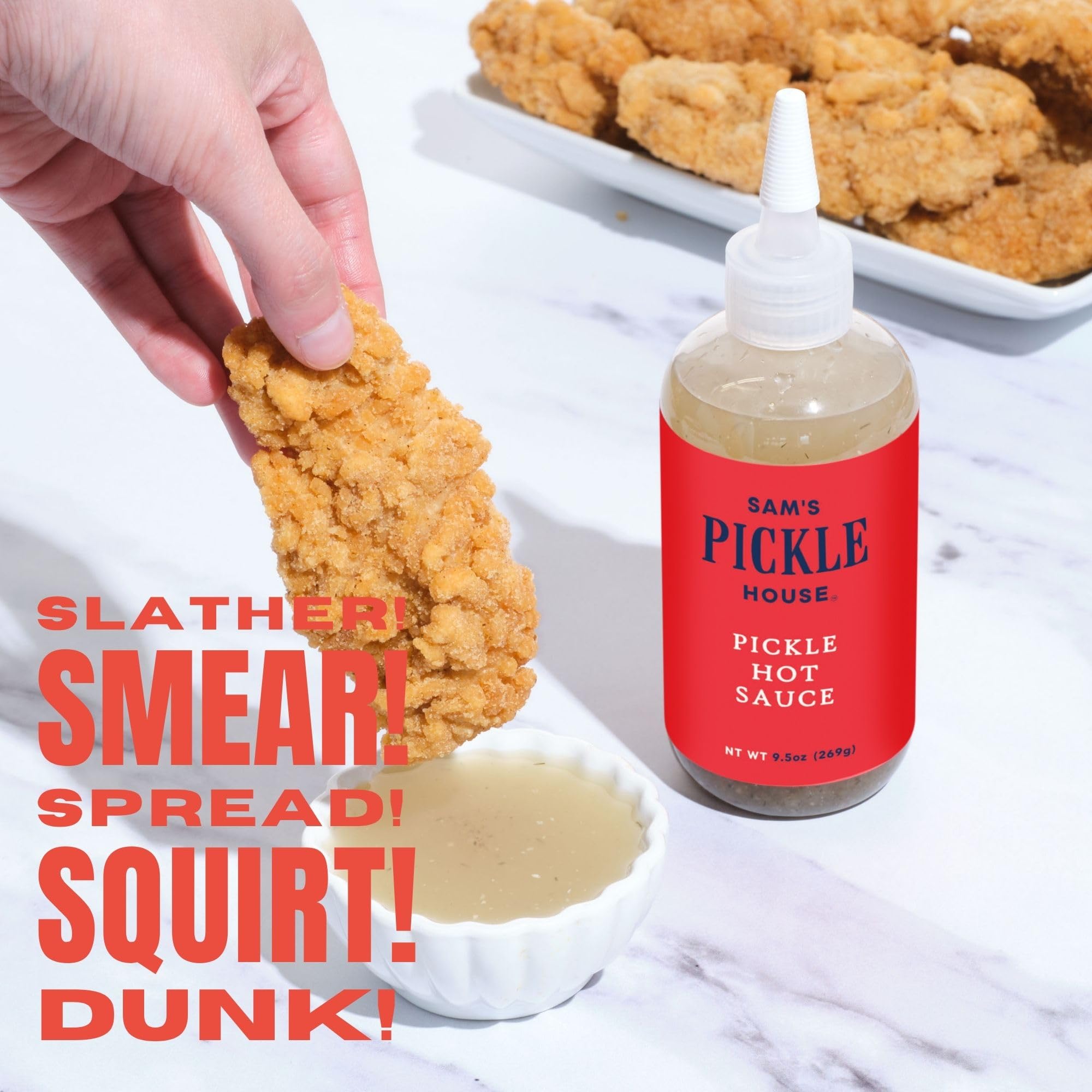 Sam's Pickle House Pickle Hot Sauce - Spicy Pickle Condiment with Tangy Heat, Perfect for Chicken, Eggs, Tacos, Pizza & More, Premium Pickles