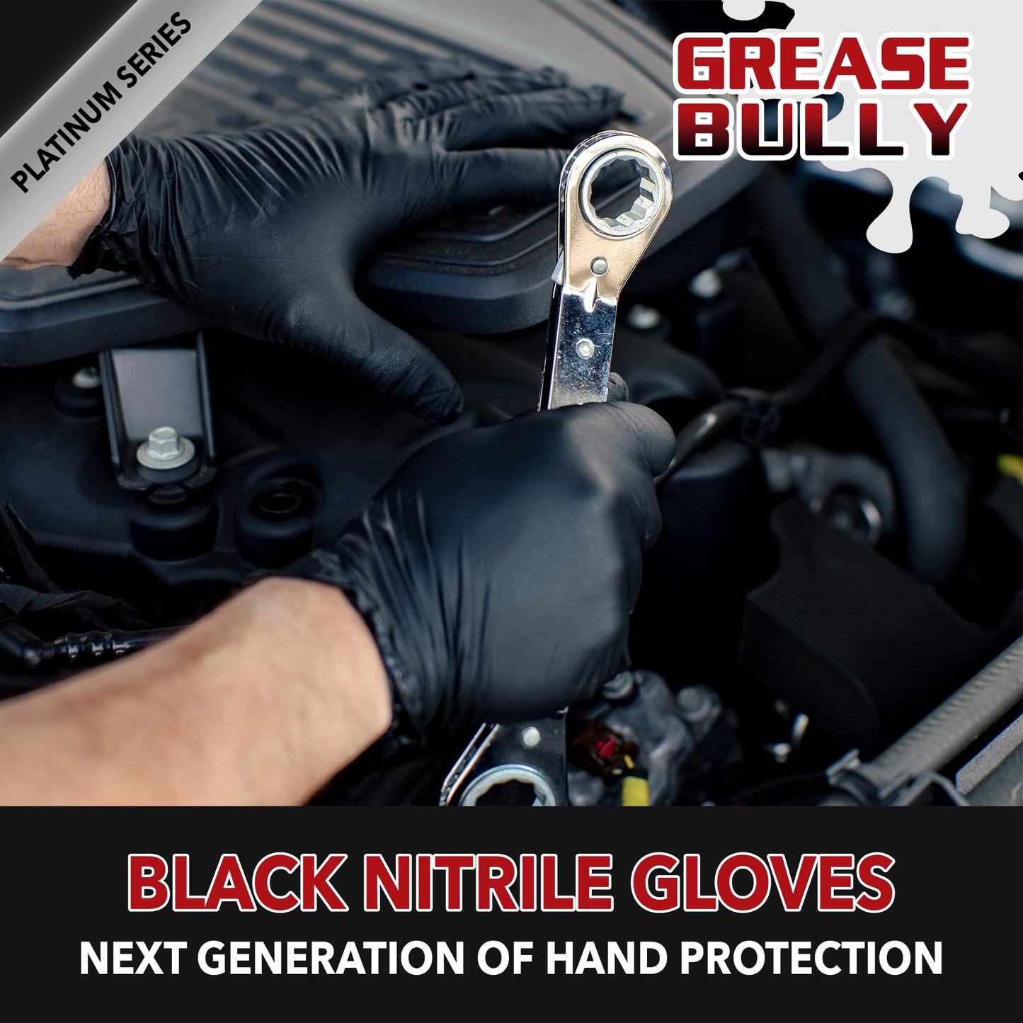 EPPCO Grease Bully 6-Mil Black Nitrile Gloves Disposable Powder Free, Latex Free Textured Superior Grip Glove for Mechanics, Auto-motive, Industrial