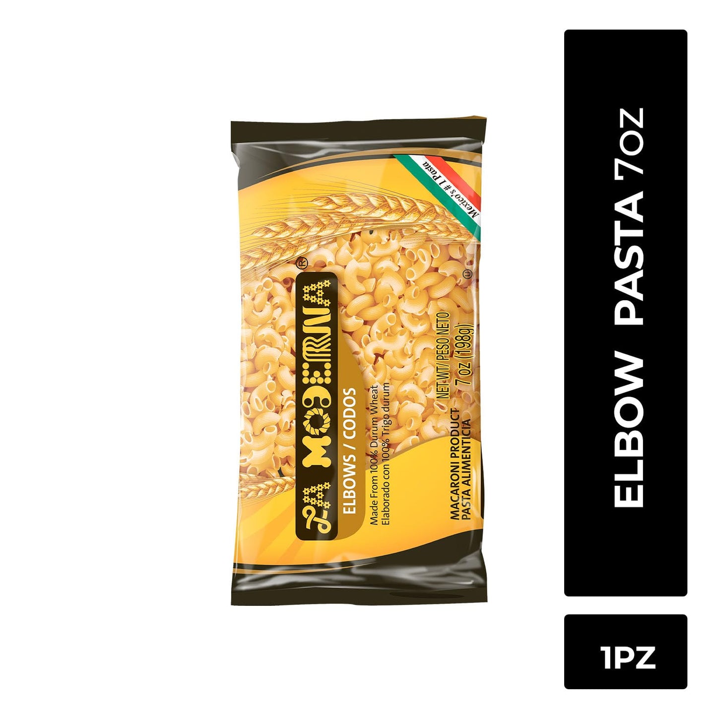 LA MODERNA, Elbow Codos Pasta, 7 oz (Pack of 1) | Enriched Durum Wheat Semolina | Kosher, Non-GMO, Iron and Vitamin-Fortified | Perfect for Soups