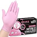 SwiftGrip Pink Nitrile Gloves, 3-mil, Industrial Gloves Disposable Latex Free, for Cleaning & Esthetician, Rubber Powder-Free, 100-ct Box (Medium)