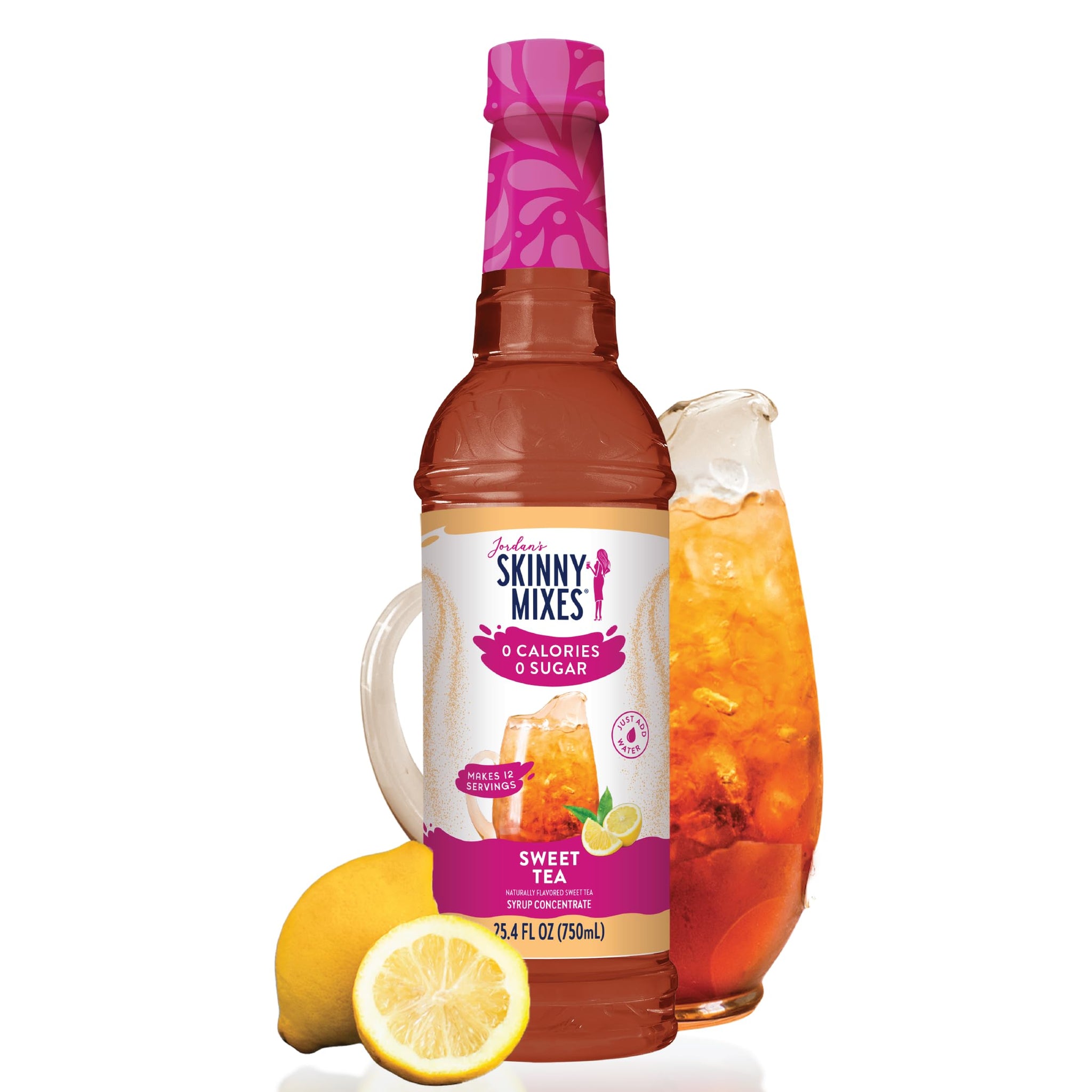 Jordan's Skinny Mixes Sugar Free Syrup, Sweet Tea Flavor, Fruit Flavored Water Enhancer, Drink Mix for Iced Tea, Lemonade, Drinks, Low Calorie Water