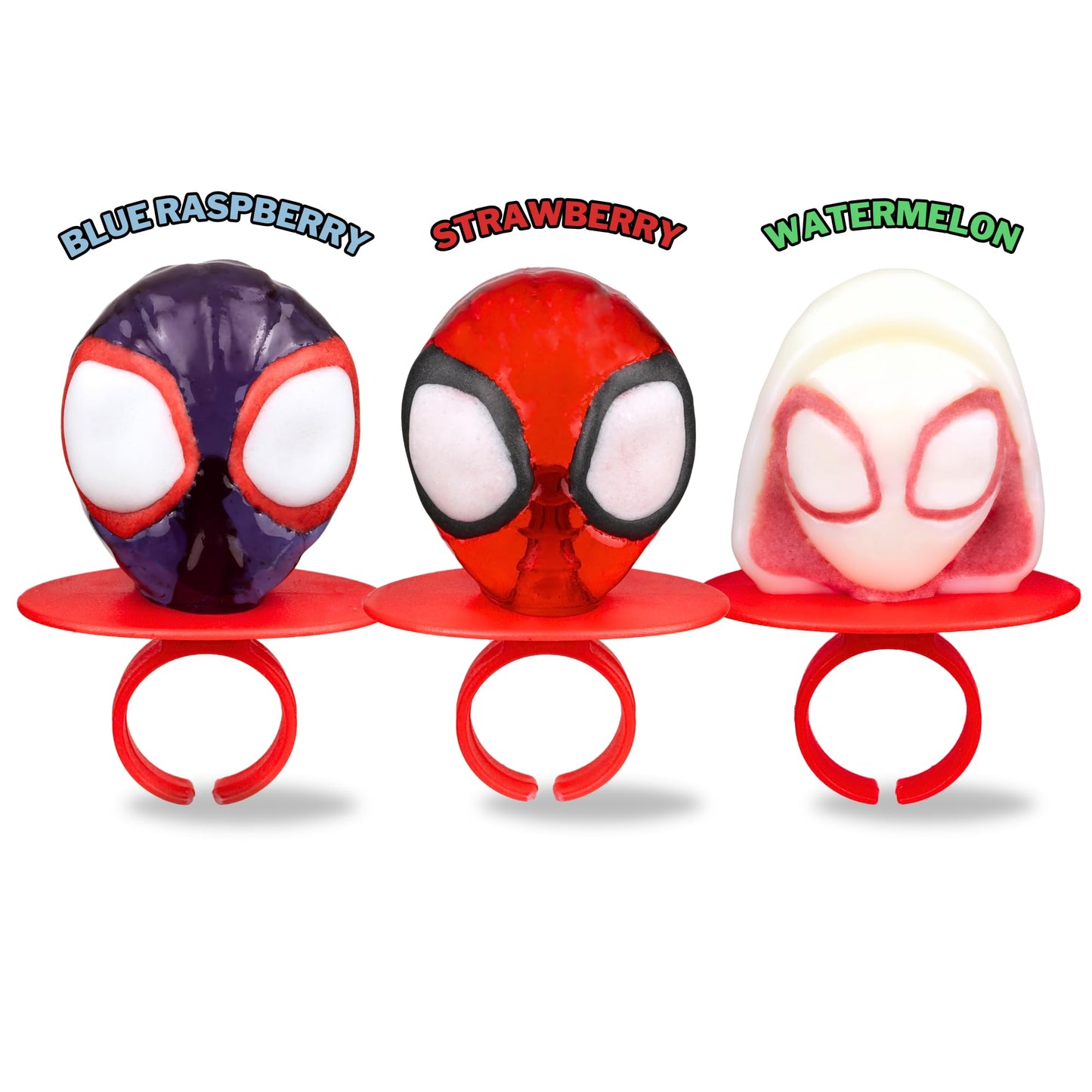 Spidey and His Amazing Friends Birthday Party Favor, Individually Wrapped Lollipop Rings, Ghost-Spider, and Miles Morales Decorated Suckers, Box of 18