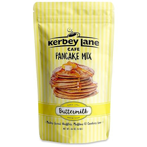Kerbey Lane Cafe Buttermilk Pancake Mix - Easy to Make, Mouth Watering Recipe for Light and Fluffy Pancakes, Waffles, Flapjacks, Muffins, Cookies. Stay Fresh Resealable Bag (4 Lbs, Pack of 1)