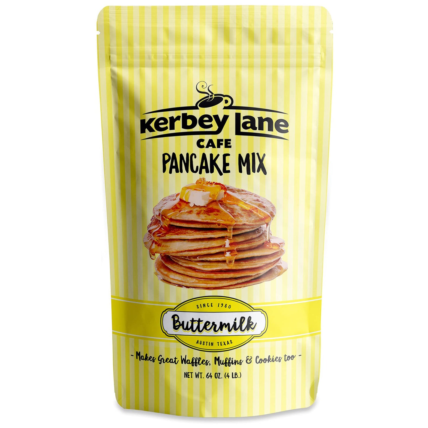Kerbey Lane Cafe Buttermilk Pancake Mix - Easy to Make, Mouth Watering Recipe for Light and Fluffy Pancakes, Waffles, Flapjacks, Muffins, Cookies. Stay Fresh Resealable Bag (4 Lbs, Pack of 1)