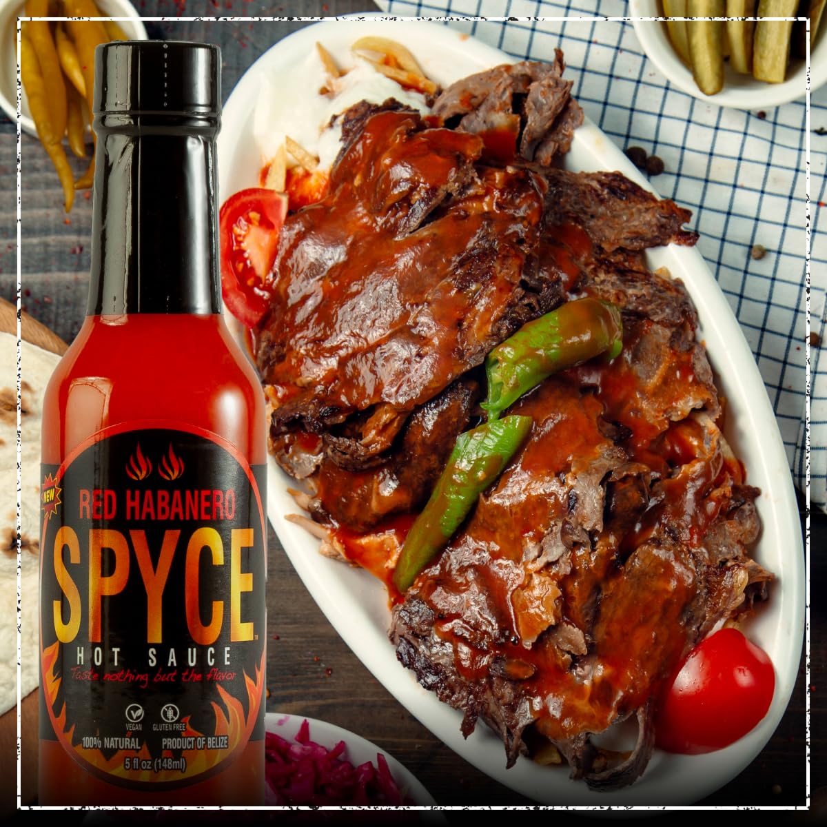 SPYCE Habanero Hot Sauce, Vegan, Gluten Free, Low Sodium, Non-GMO, No MSG, No Sugar, No Filler (5 oz, Red Habanero)