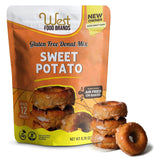 West Food Brands Gluten Free Sweet Potato Donut Mix - Soy Free & Kosher, No Artificial Sweeteners, Allergen Free - Sweet Potatoes Vegan Doughnut Mix with Essential Nutrients (1 Pack, 12 Donuts)